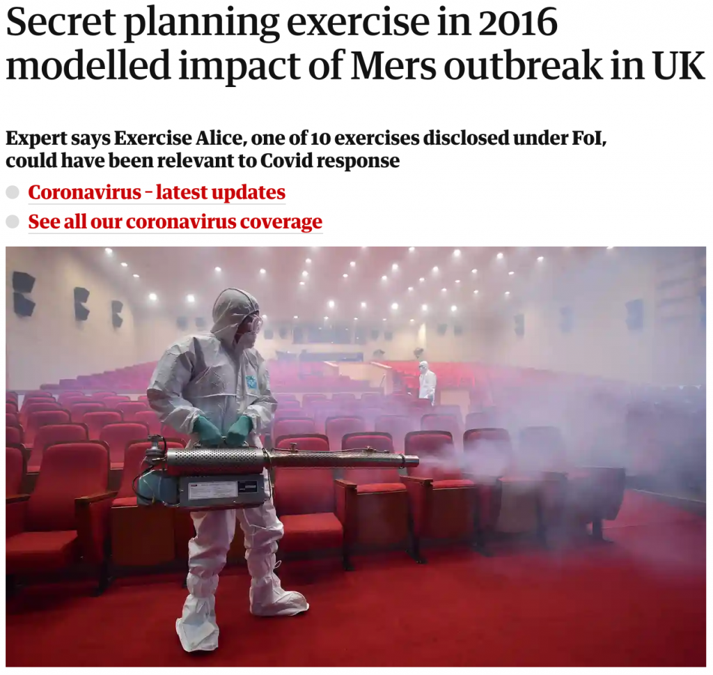 “Exercise Alice” – British Government Ran Coronavirus “Simulation” in 2016