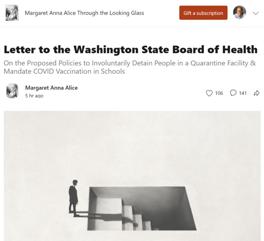 Letter to the Washington State Board of Health