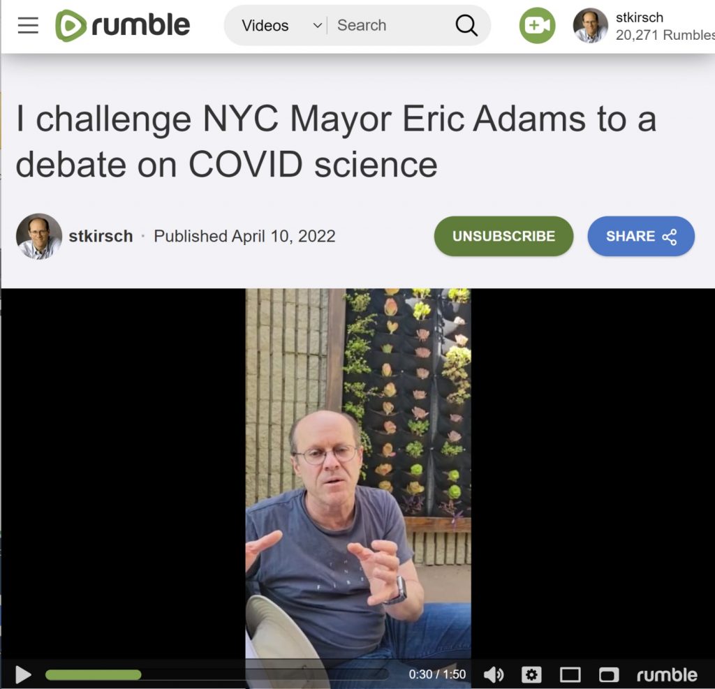 My $100K challenge to NYC Mayor Eric Adams: “Let’s have a discussion on the science behind the NYC mandates”