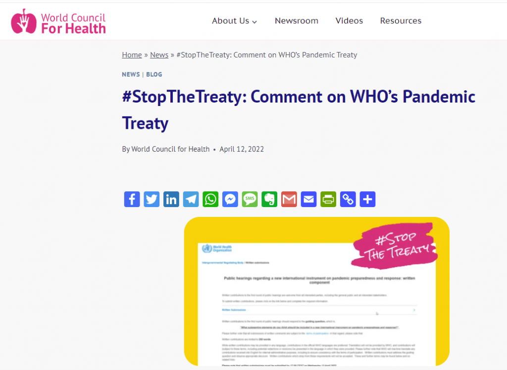 URGENT!!! Comment on the WHO treaty **NOW**