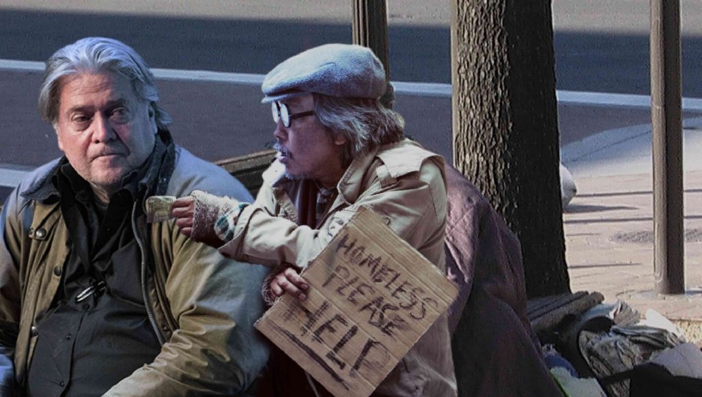 SATIRE – Homeless Person Offers To Give Steve Bannon Some Change And A Hot Meal