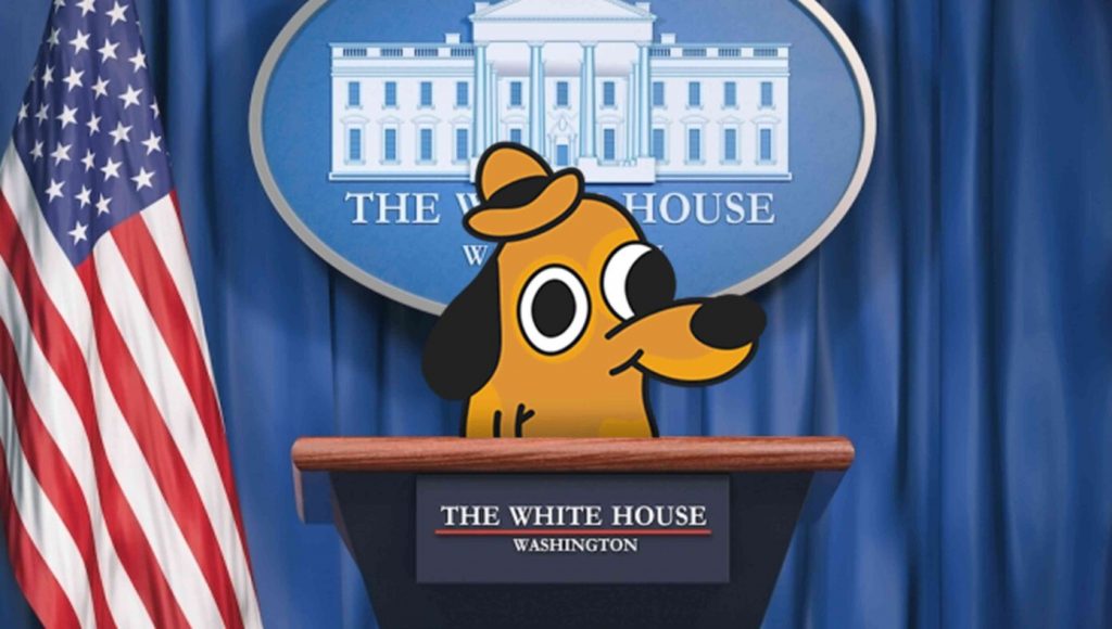 SATIRE – White House Hires ‘This Is Fine’ Dog As New Press Secretary
