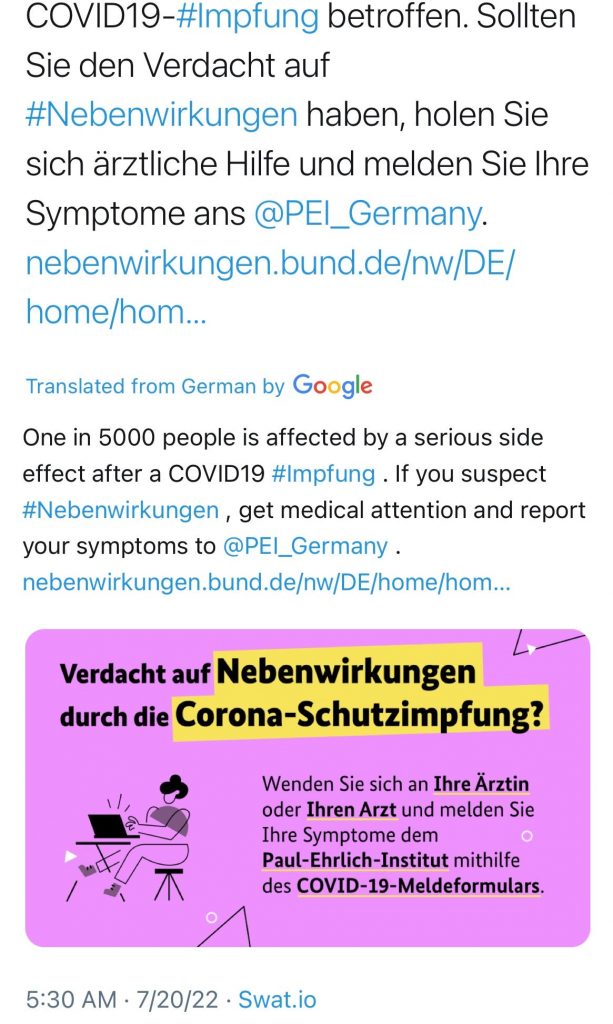 The German government admits hundreds of thousands of people have had severe side effects following mRNA shots