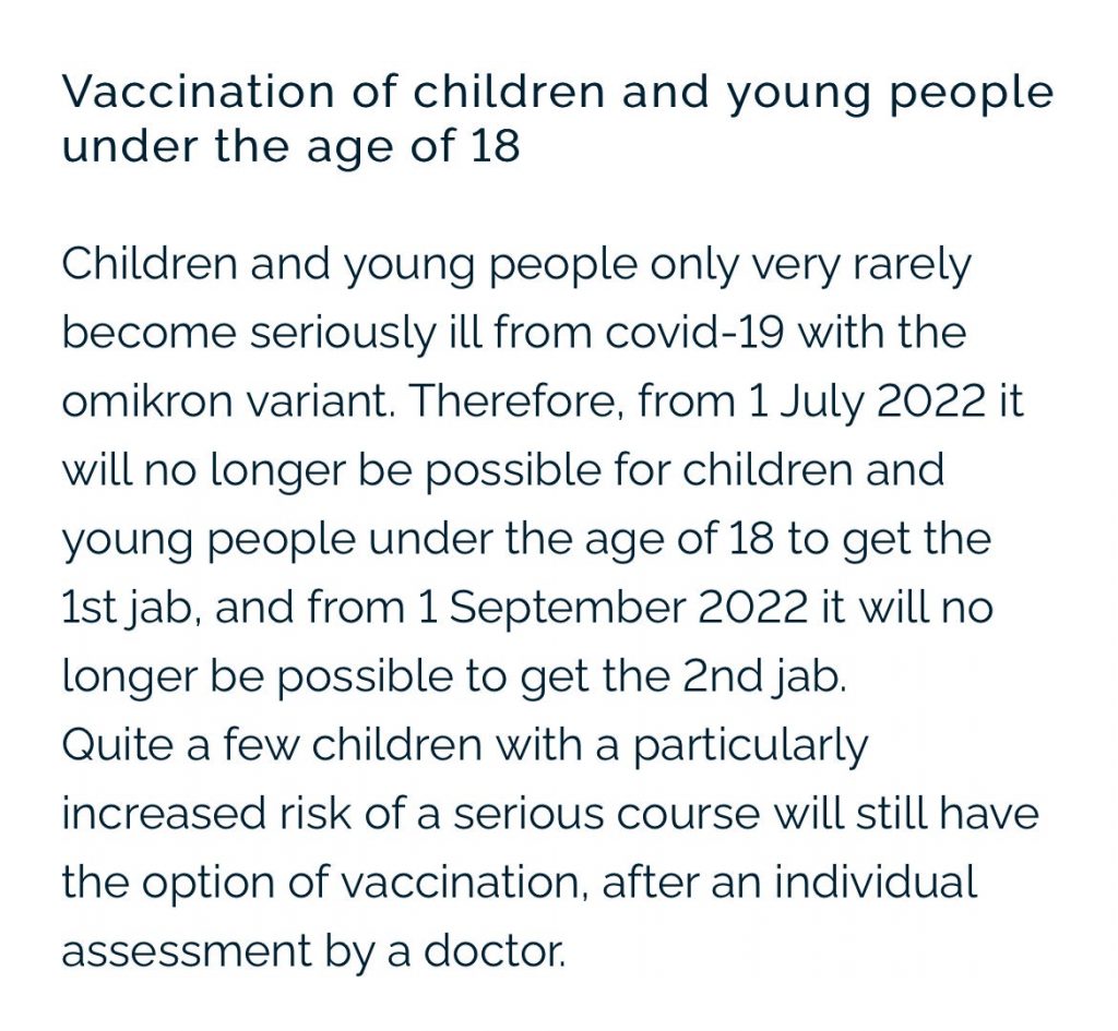 Denmark ends Covid vaccinations for anyone 18 or younger