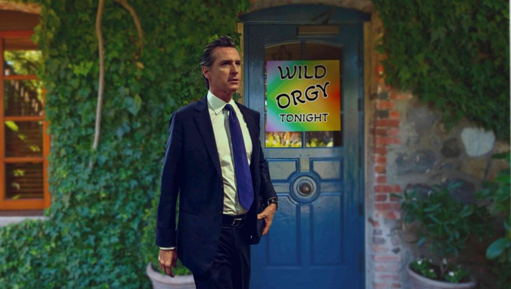 SATIRE – After Declaring State Of Emergency In California For Monkeypox, Gavin Newsom Seen At French Laundry Orgy