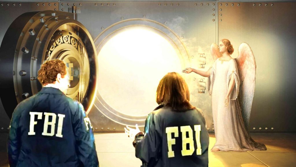SATIRE – Angel Outside Trump’s Empty Safe Tells FBI Agents, ‘Behold! The Document You Seek Is Not Here!’