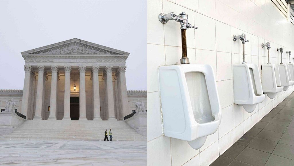 SATIRE – Supreme Court Rules That Urinals With No Dividers Are Unconstitutional