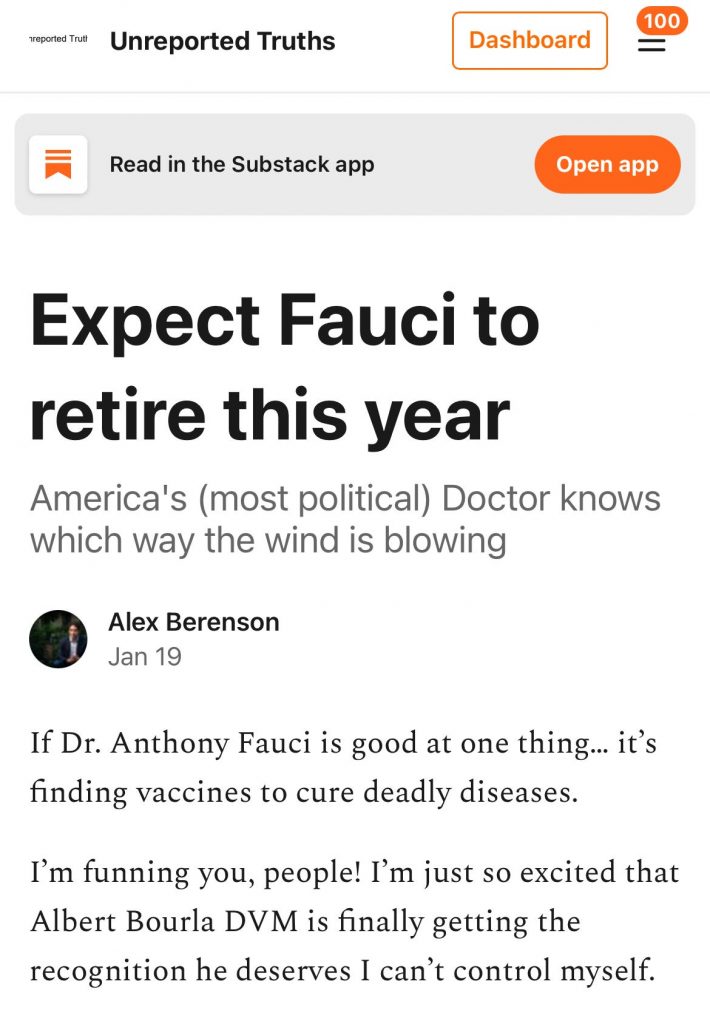 The pandemic’s wrongest man, an occasional series (bye-bye Tony Fauci edition)