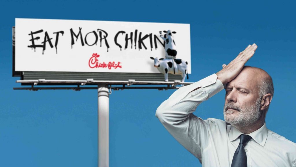 SATIRE – Embarrassed Chick-Fil-A Execs Discover Their Cows Have Been Making Tons Of Spelling Errors