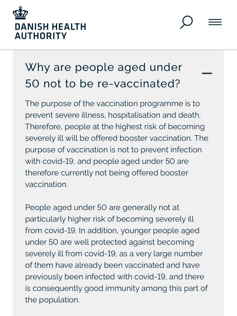 Denmark ENDS Covid vaccinations for almost everyone under 50.