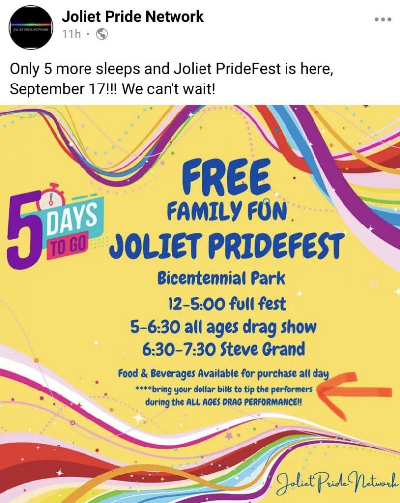 ‘Joliet, IL is having a pride fest sponsored by el…’