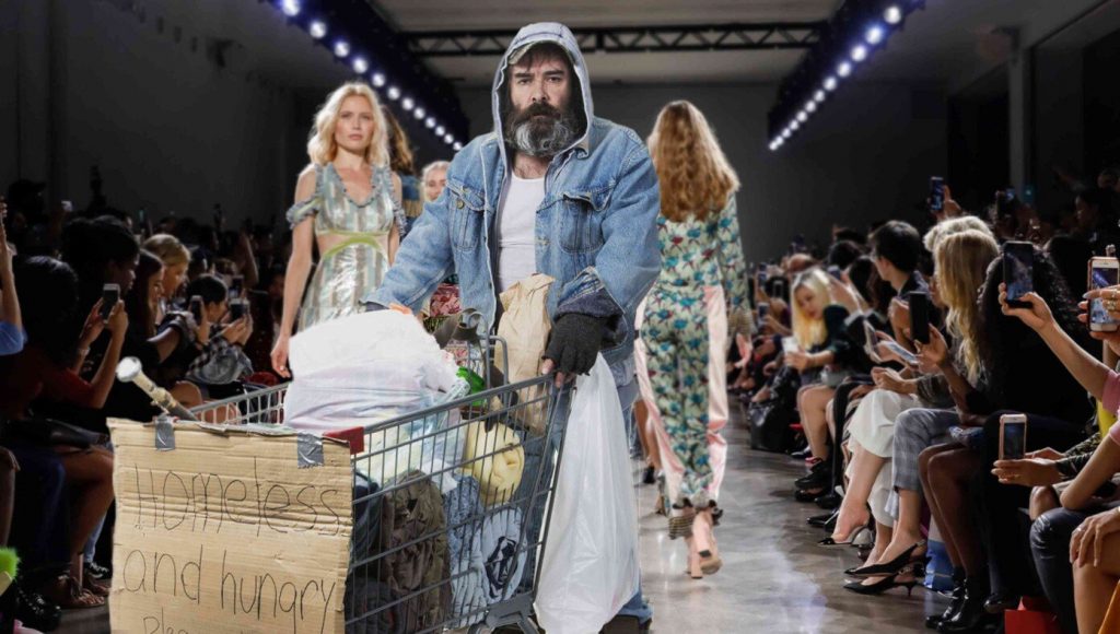 SATIRE – Homeless Vagrant Wins Fashion Award After Stumbling Onto Stage At Paris Fashion Week