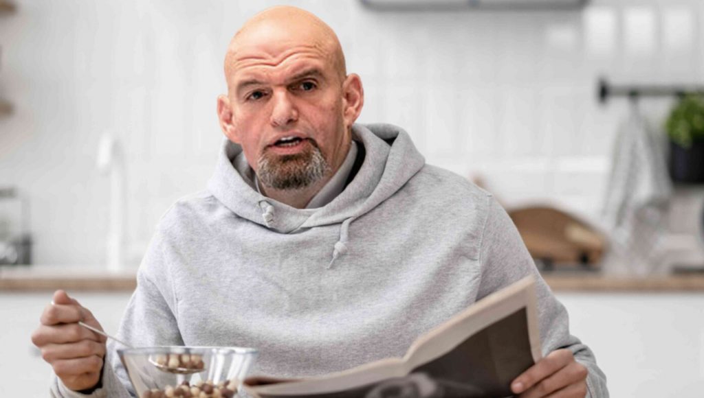 SATIRE – While Eating Breakfast Thursday, Fetterman Suddenly Answers 3rd Debate Question From Tuesday
