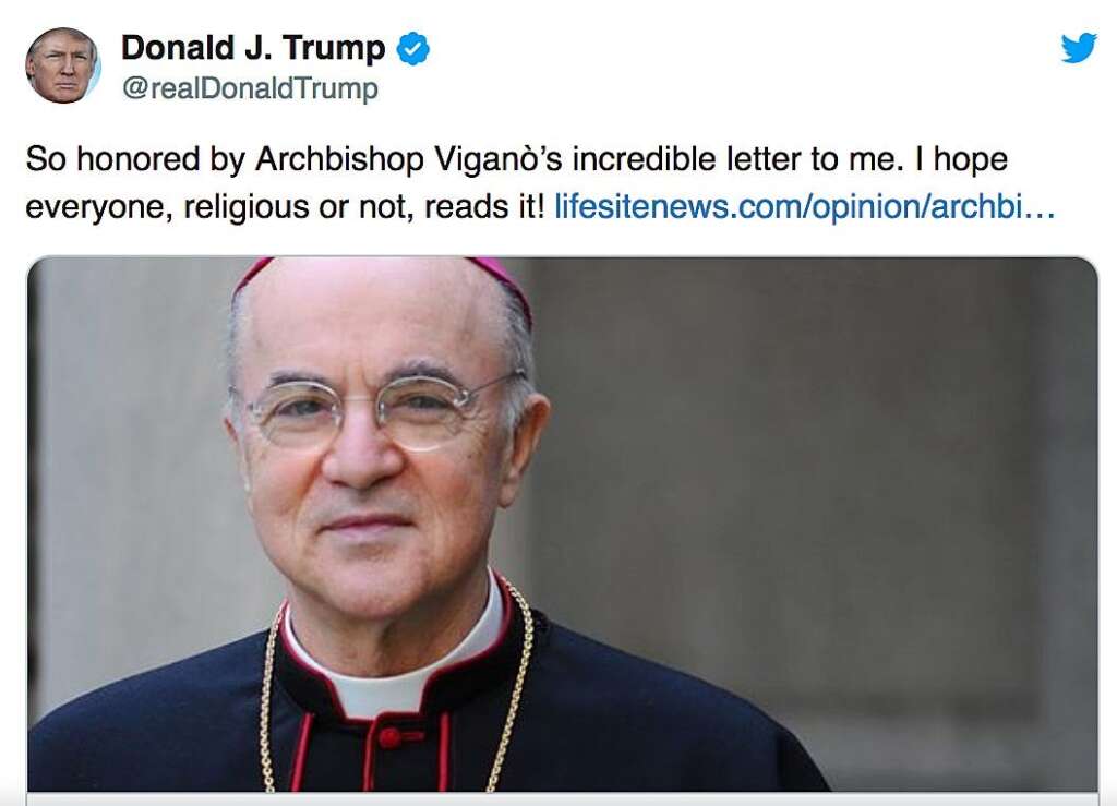 Archbishop Viganò’s First Letter to President Trump