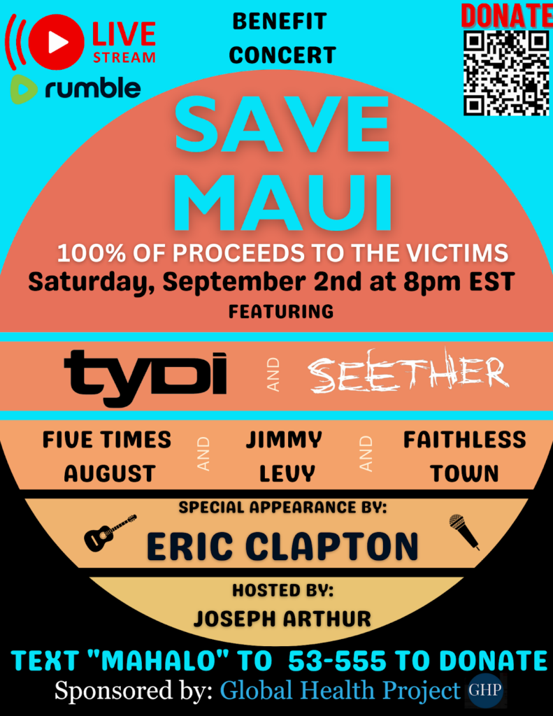 Save Maui Concert this Saturday, September 2 on Rumble