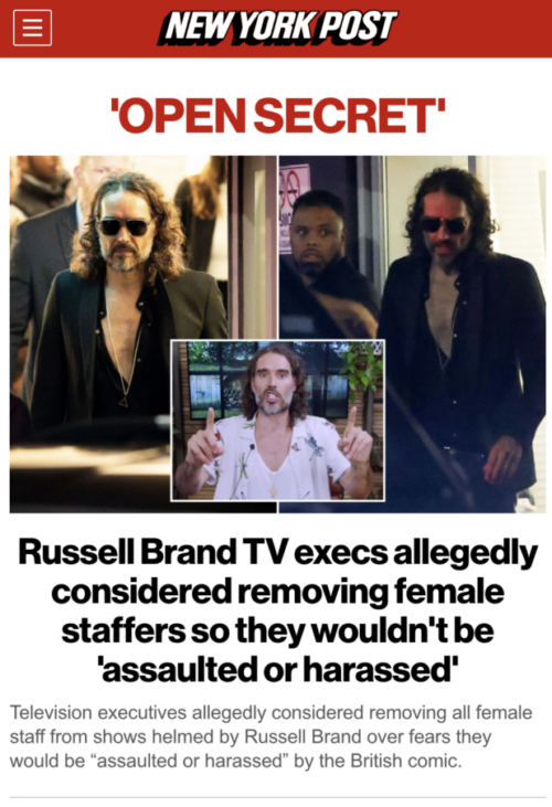 Russell Brand Rape Hoax Blowing Up – Top of New York Post, UK Cops Already Involved