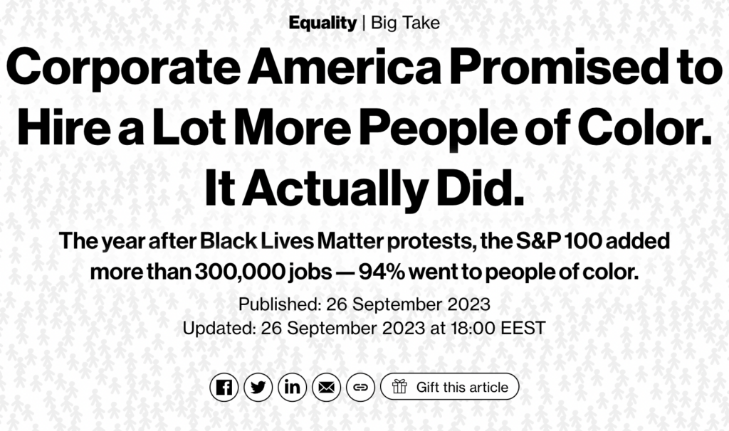 Almost All New Jobs at S&P 100 Companies Went to Non-Whites After BLM Riots