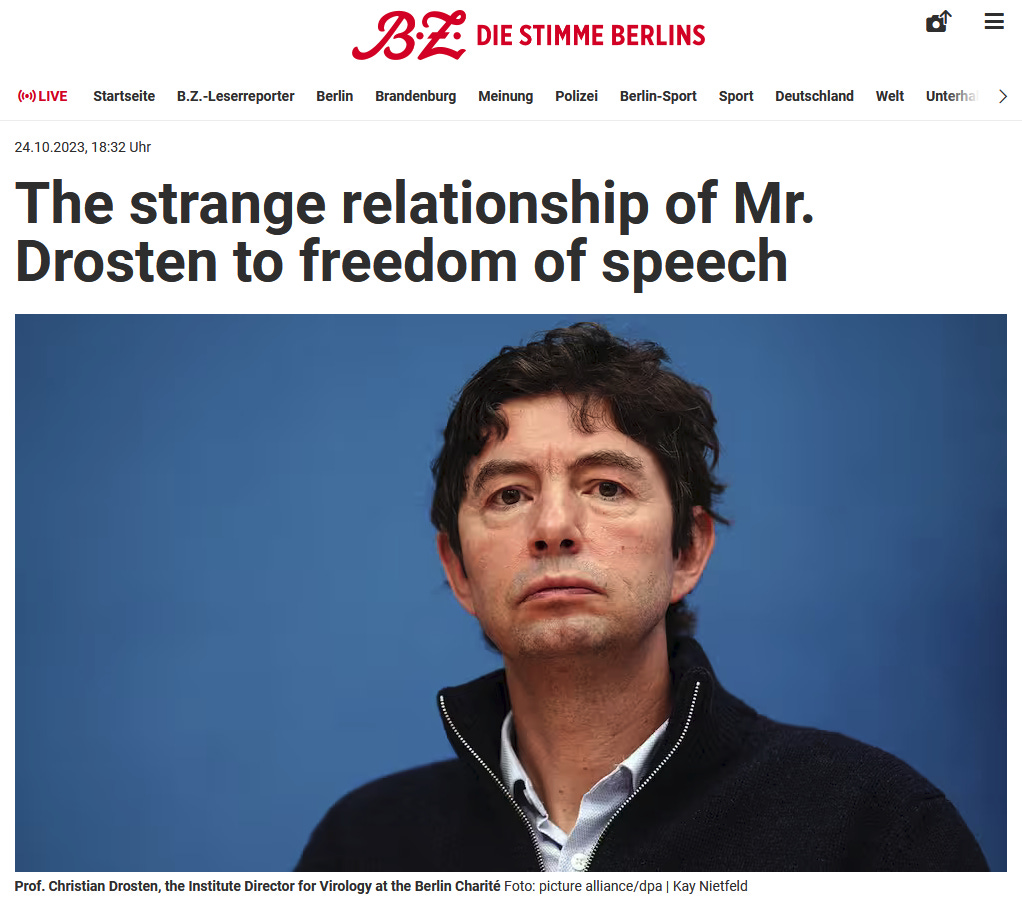 Christian Drosten is a threat to freedom of speech and academic freedom