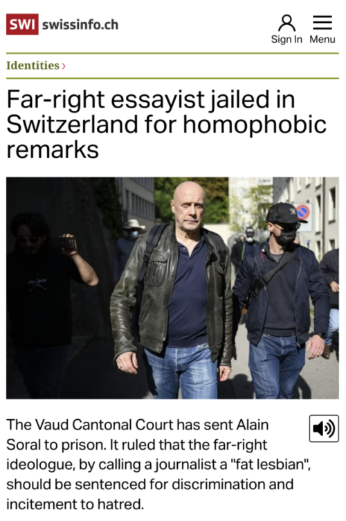 Alain Soral Sentenced Again, This Time in Switzerland for Calling Journalist “Fat Lesbian”