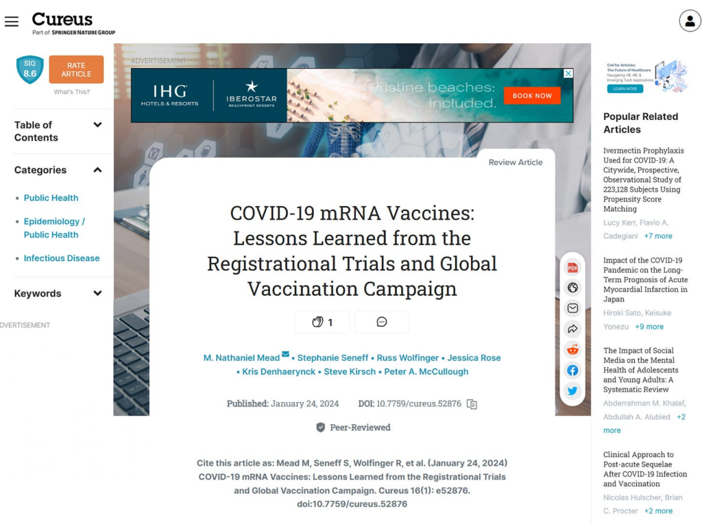 Published today in the medical peer-reviewed literature: The COVID vaccines should be stopped