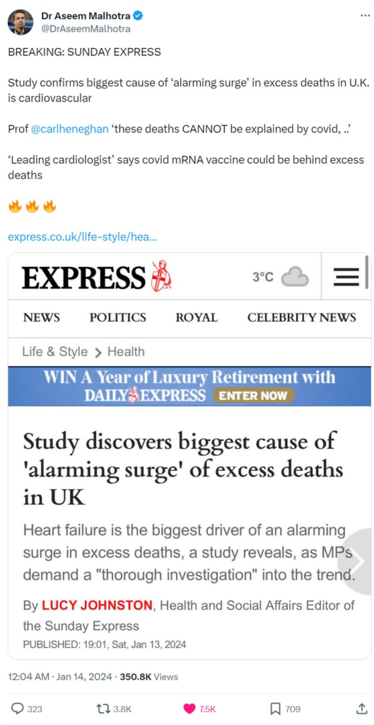 Excess deaths in the UK are being caused by circulatory issues