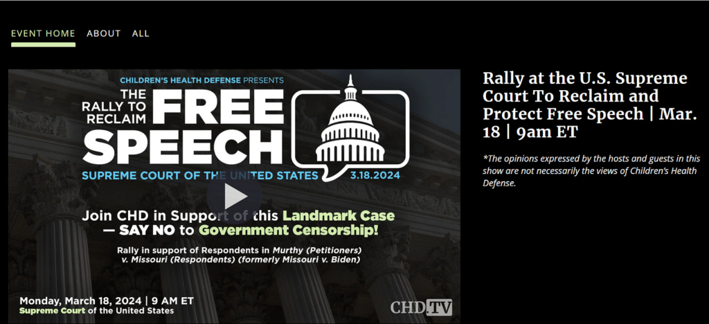 Watch the live free speech broadcast starting Monday March 18 at 9am EST