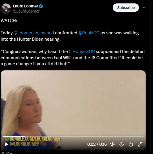 Exclusive: Loomer Unleashed Calls on The House GOP to Subpoena Deleted Communications between Fani Willis and The J6 Committee