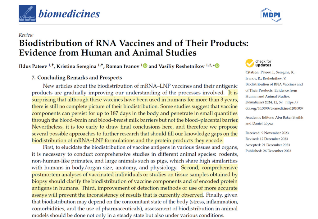 Little Known about mRNA and Spike Protein Biodistribution Three Years into Mass Vaccination Campaign