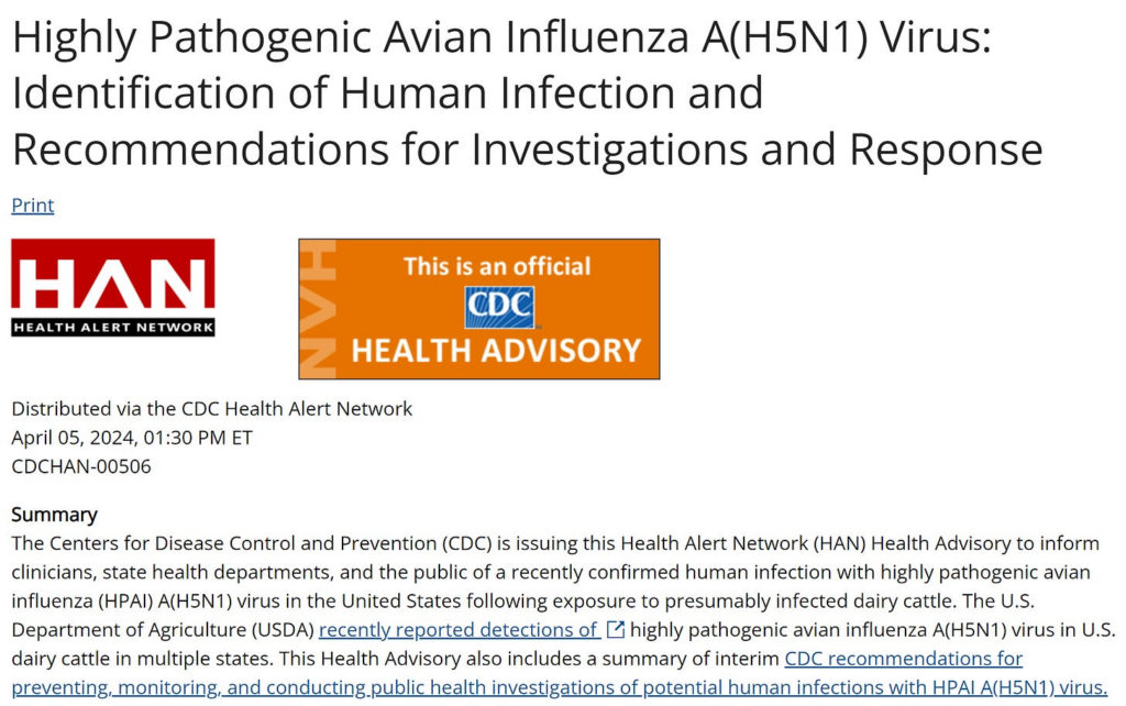 “Could Avian H5N1 Influenza be Disease X for the Bio-Pharmaceutical Complex?”