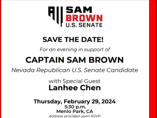 Nevada U.S. Senate Candidate Sam Brown Adds To His Uniparty Support by Attending Bay Area California Fundraiser Hosted by Never Trumper Lanhee Chen