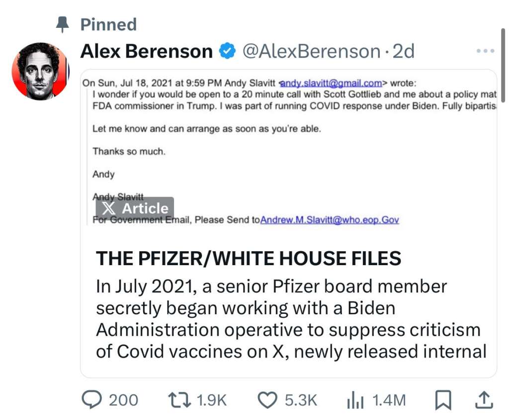 The Supreme Court has ruled for the Biden Administration in a major social media censorship case; Berenson v Biden now stands alone.