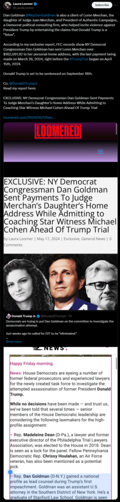 House Dems Look To Place Judge Merchan’s Daughter’s Client, NY Rep Dan Goldman, Onto Committee Investigating The Attempted Assassination Of President Trump