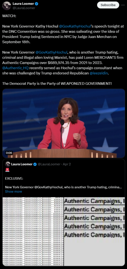 NY Governor Kathy Hochul Brags About Persecuting Trump In Twisted Speech At The DNC Convention