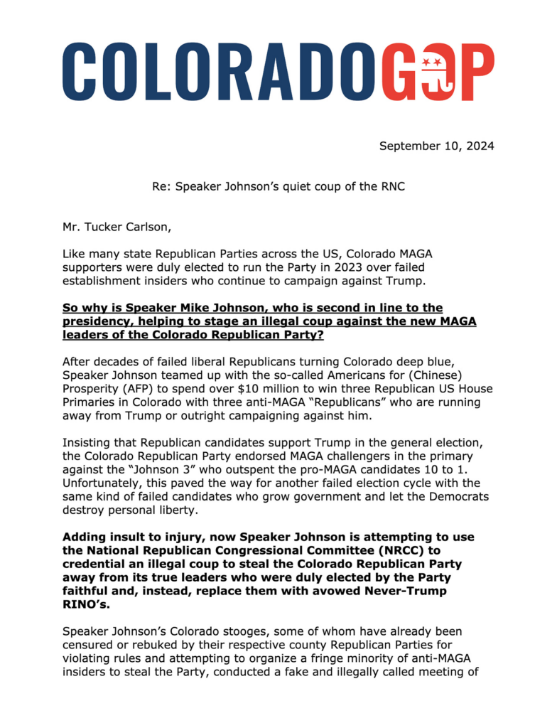 The Colorado GOP Sounds the Alarm on Speaker Mike Johnson