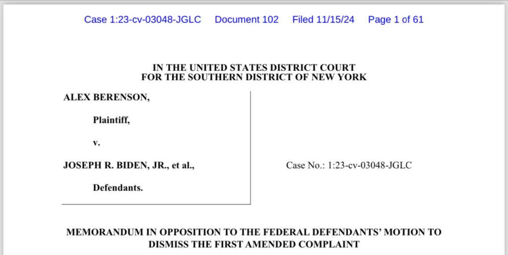 We have filed our responses to the defense motions to dismiss in Berenson v Biden