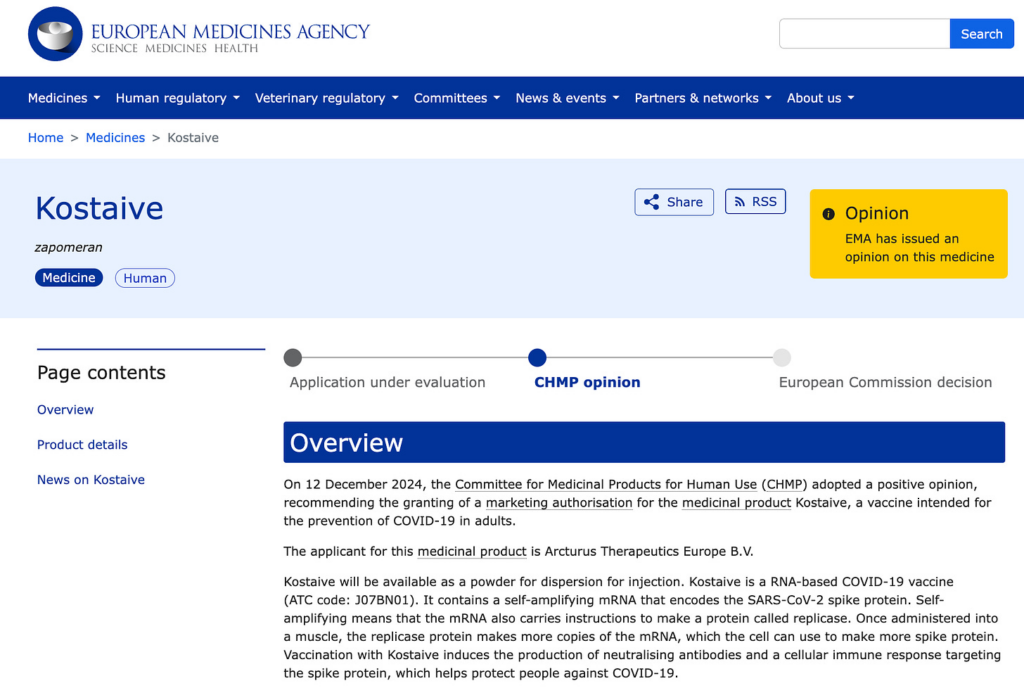 COVID-19 Self-Amplifying mRNA Injection Nears European Approval