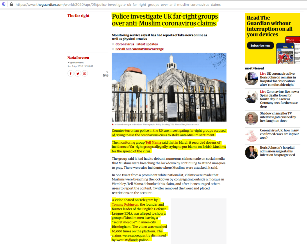 Tell Mama, And It’s Guardianista Resisting Hate Nonsense