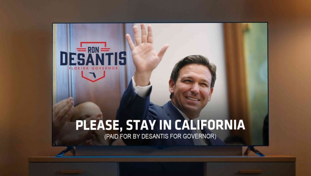 SATIRE – Ron DeSantis Runs Ad In California Asking Libs Not To Move To Florida