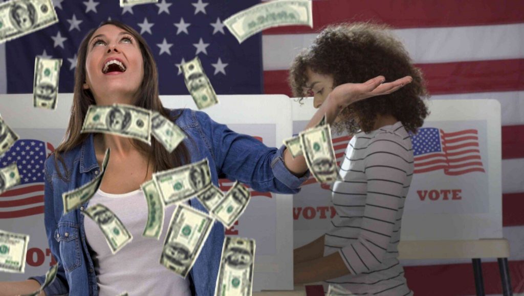 SATIRE – New Voting Booths Will Instantly Shower You With Cash If You Vote Democrat