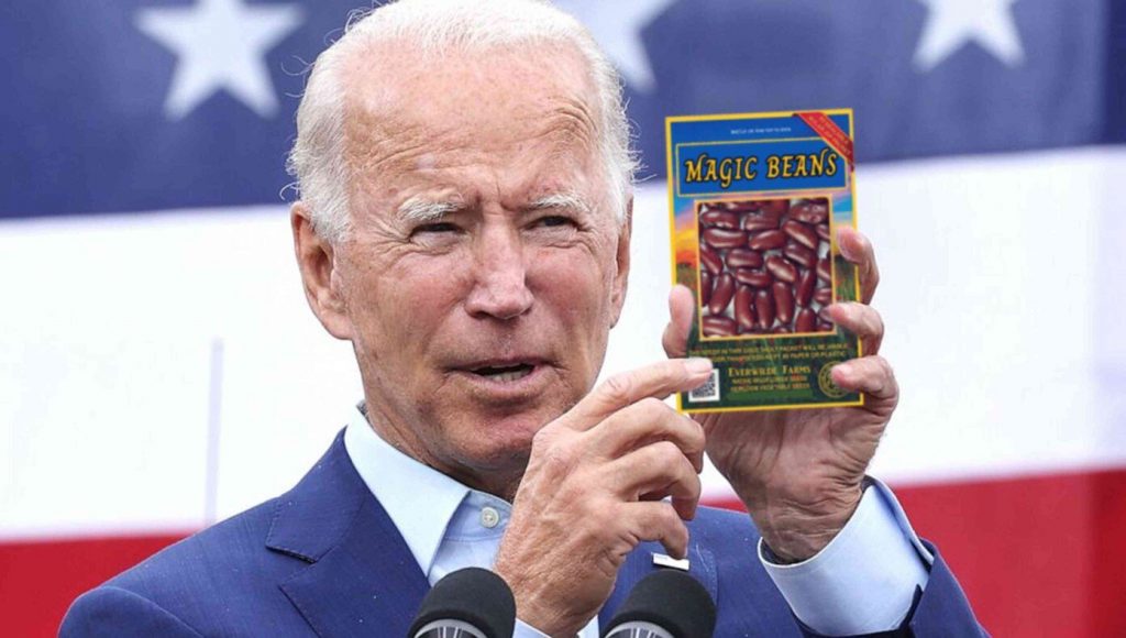 SATIRE – Biden Claims He Will Combat Climate Change, Fight Inflation, And Pay Off All Your Debts Using This Packet Of Magic Beans