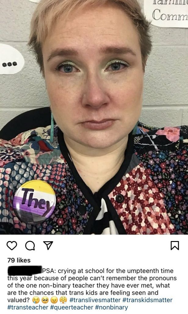 ‘Teacher cries at school because students misgende…’