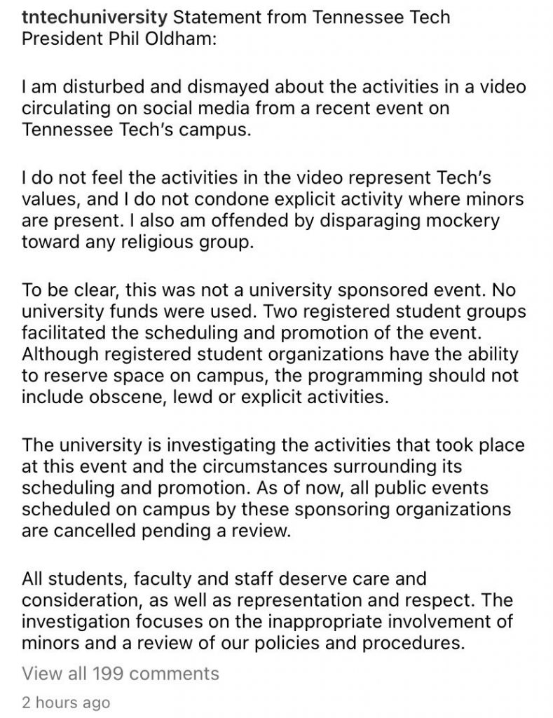 ‘UPDATE: Tennessee Tech President put out a statem…’