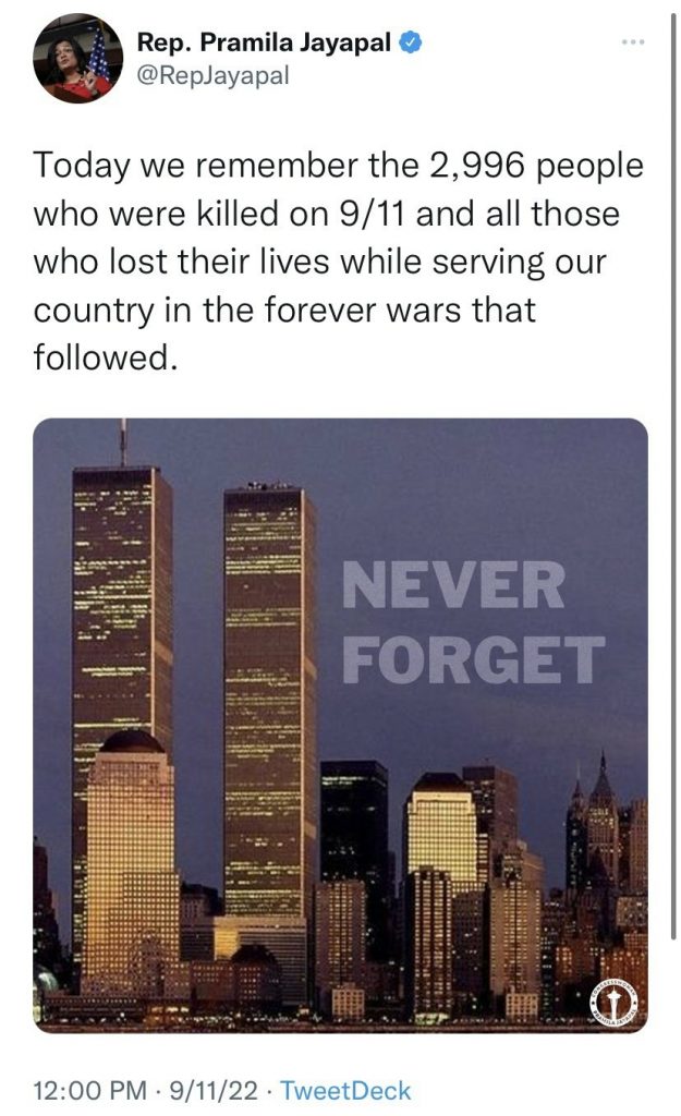 ‘Rep. Pramila Jayapal deleted this tweet yesterday…’