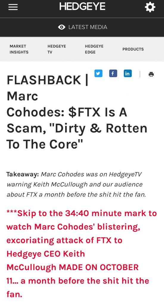 An interview with Marc Cohodes, the investor who called the FTX/Sam Bankman-Fried collapse BEFORE it happened