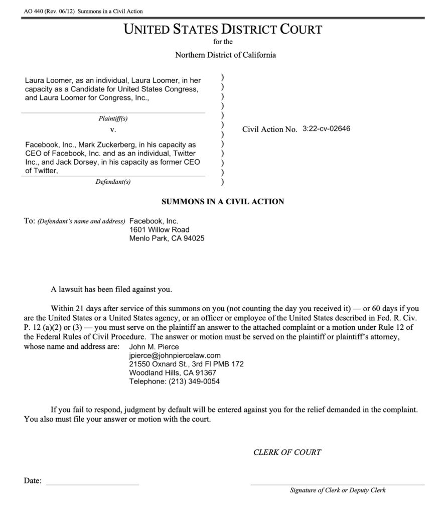 BREAKING: Congressional Candidate Laura Loomer Files Ground-Breaking RICO Lawsuit Against Big Tech Giants Facebook and Twitter