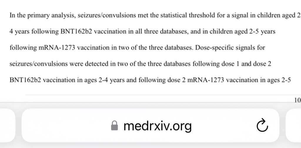 VERY URGENT: federal researchers find evidence Covid mRNA jabs cause seizures in young children