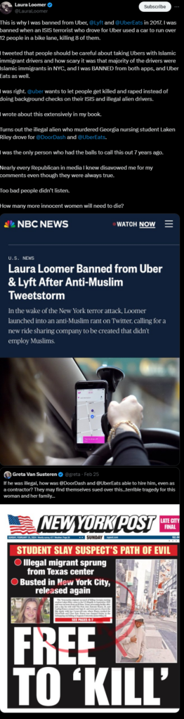 Loomer’s Past Criticism of Uber’s Hiring Practices Proven Correct as UGA Student’s Killer was a Venezuelan Illegal Immigrant Employed by Uber