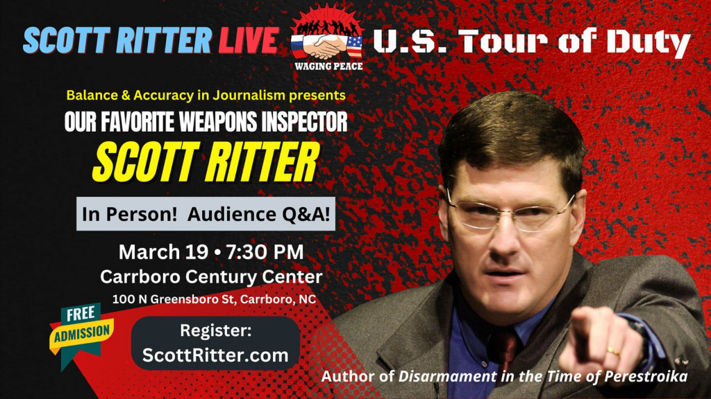 Scott Ritter Tonight in North Carolina