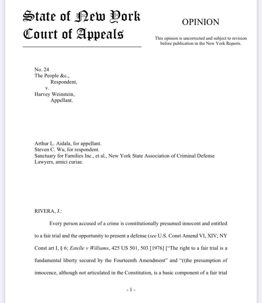 URGENT: New York’s top court vacates Harvey Weinstein’s rape convictions – in a stunning ruling that may put the judge in Donald Trump’s case on notice