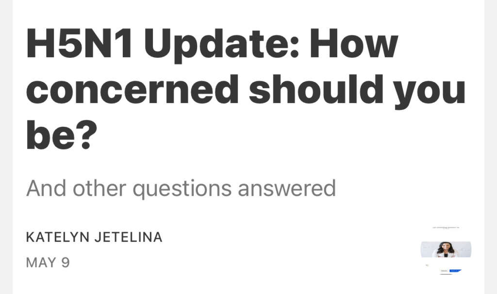 Yep, they’re still trying to make H5N1 a thing